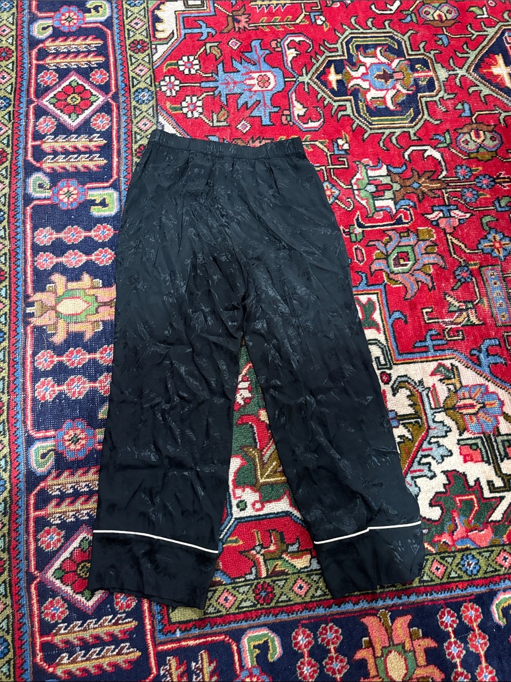 J. Crew black silky tonal pattern pajama style pants size 8 - Picture 6 of 6